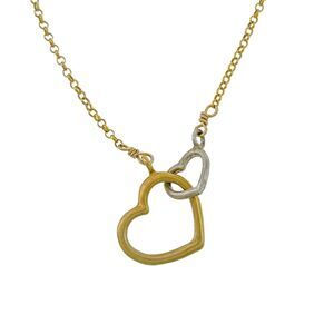 Vintage NC Sterling Silver 925 Gold Tone Interlocking Hearts Necklace 16"-18"